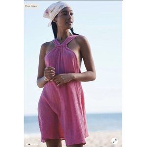 Anthropologie Braided Halter Mini Sun Dress Pink Small New NWT 100% Cotton BOHO